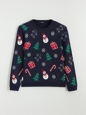 Lc Waikiki Yeni Sezon Bisiklet Yaka Yılbaşı Temalı Erkek Triko Kazak