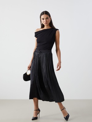 Lc Waikiki Yeni Sezon Beli Lastikli Saten Kadın Pileli Etek