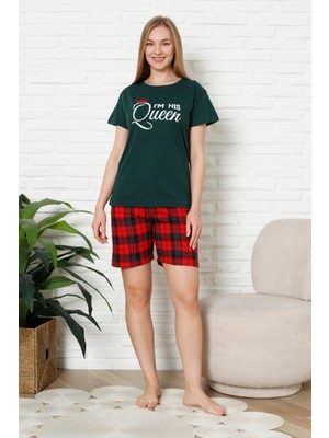 Enisena Kadın Pijama Takımı - Ekose Altlı (Diz Üstü) - 12426