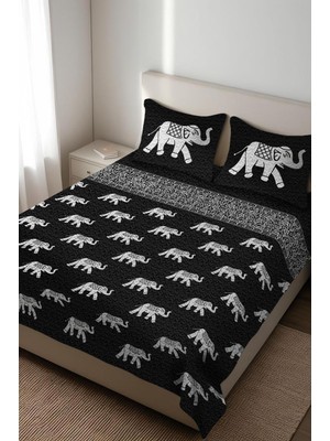 Dolce Mariee Parlak Kadife Kumaş Kapitoneli Çift Kişilik Yatak Örtüsü Seti (3 Parça) CKY0019