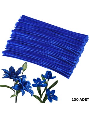 Roco Paper Co. Şönil Tel, El Işi, Dıy, Hobi ve Çiçek Yapım Teli, Saks Mavi, 100 Adet, 6 mm - 30 cm