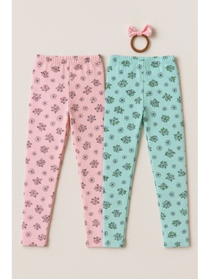 İncili 2'li Kışlık Şardonlu Baskılı Çocuk Tayt Seti - Sıcak ve Esnek