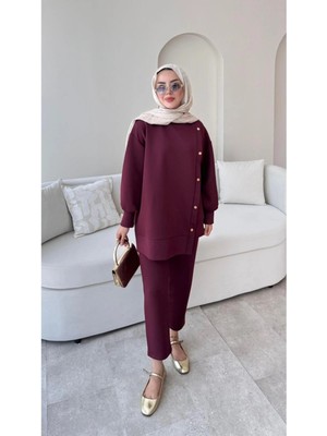 Miraydin Butik Kadın Pantolon İkili Scuba Takım M61205 - Bordo
