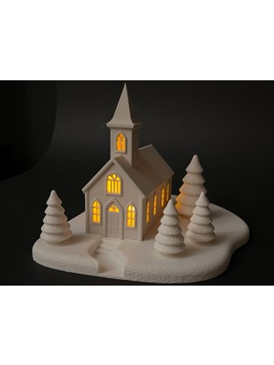 Yılbaşı Süsü LED Işıklı Tekli Bahçeli Ev Dekorasyon Biblo Kış Manzaralı Tealight LED Mumlar Hediye