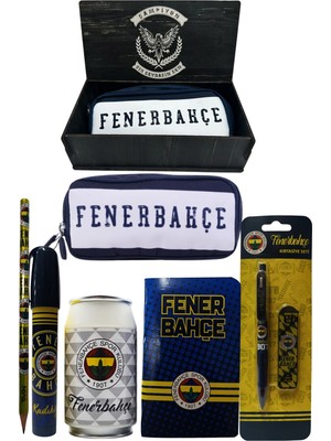Me Çanta Fenerbahçe Orjinal Lisanslı Beyaz Kutu Kalemtraş Ahşap Kutulu 6'lı Kırtasiye Seti