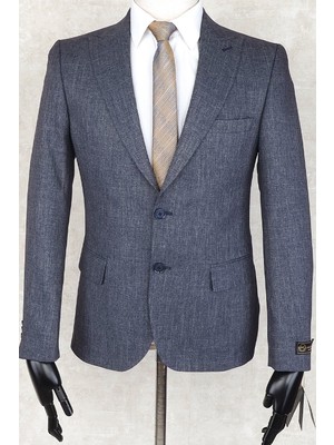 Jan Carlucci Sivri Yaka -2 Düğme Çift Yırtmaç Slimfit Drop 6 Ceket-Füme