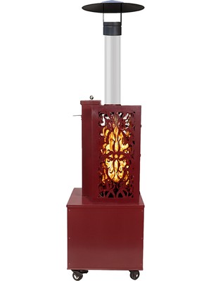 Retro Kırmızı Kutulu Lazer Kesimli Pelet Soba