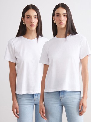 Lc Waikiki Yeni Sezon Bisiklet Yaka Kadın Tişört 2'li