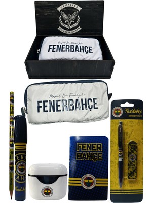 Me Çanta Fenerbahçe Orjinal Lisanslı Beyaz Air Kalemtraş Ahşap Kutulu 6'lı Kırtasiye Seti