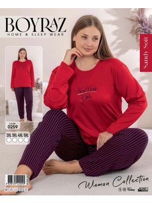 Çamaşır Kenti Boyraz 0259 Kadın Battal Sandy Uzun Kol Pijama Takımı