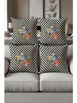 Dolce Mariee Dijital Baskılı Yumuşak Dokulu 4’lü Kırlent Kılıfı Takımı (43X43 Cm) KRL0073
