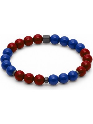 Tesbihane Küre Kesim Bordo Mavi Jade Doğaltaş Kadın Taraftar Bileklik