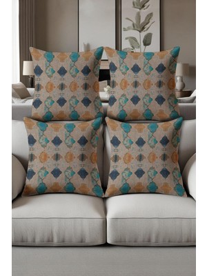 Dolce Mariee Dijital Baskılı Yumuşak Dokulu 4’lü Kırlent Kılıfı Takımı (43X43 Cm) KRL0040