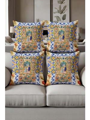 Dolce Mariee Dijital Baskılı Yumuşak Dokulu 4’lü Kırlent Kılıfı Takımı (43X43 Cm) KRL0062