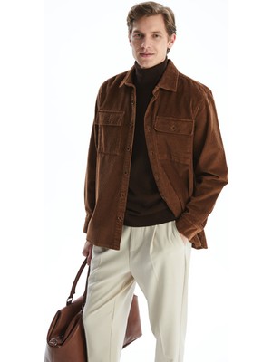 Lc Waikiki Yeni Sezon Rahat Kalıp Uzun Kollu Kadife Erkek Dokulu Gömlek