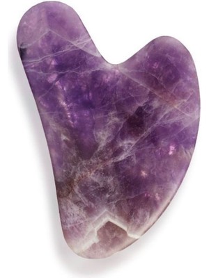 Mune İstanbul Ametist Doğal Taş, Kalp Gua Sha Yüz Masaj Taşı