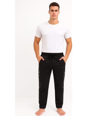 Pemilo Erkek Cepleri Fermuarlı 2280 Alt Eşofman Siyah