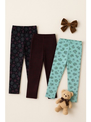 İncili 3'lü Kışlık Şardonlu ve Jakarlı Çocuk Tayt Seti - Sıcak ve Esnek