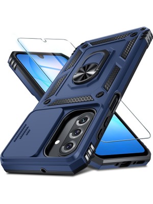 Kip GSM Samsung Galaxy A17 Yumlu Ekran Koruyuculu Kılıf Sürgülü Yüzüklü Standlı Darbe Emici Tank Kapak
