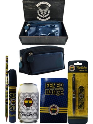 Me Çanta Fenerbahçe Orjinal Lisanslı Beyaz Kutu Kalemtraş Ahşap Kutulu 6'lı Kırtasiye Seti