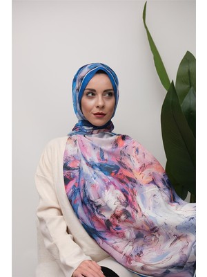 Eyşan İpek Abstrack Çizgiler Desenli Dijital Soft Şal