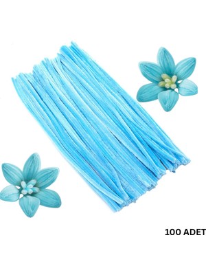 Roco Paper Co. Şönil Tel, El Işi, Dıy, Hobi ve Çiçek Yapım Teli, Pastel Mavi, 100 Adet, 6 mm - 30 cm