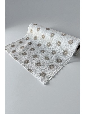 Pvc Şeffaf Kaplama Kaydırmaz Dolap Içi Kaymaz Dantel Raf Örtüsü - 1009-G-ÇIÇEK