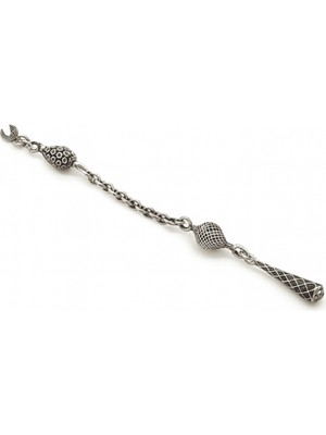 Tesbihane Gümüş Renk Arnavut Zincirli Tek Kamçılı Kararmaz Metal Püskül