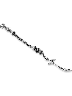 Tesbihane Zülfikar Temalı Arnavut Zincirli Tek Kamçılı Kararmaz Metal Püskül