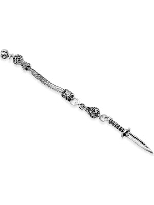 Tesbihane Süngü Temalı Foxtail Zincirli Tek Kamçılı Kararmaz Metal Püskül