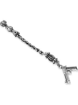 Tesbihane Tabanca Temalı Arnavut Zincirli Tek Kamçılı Kararmaz Metal Püskül