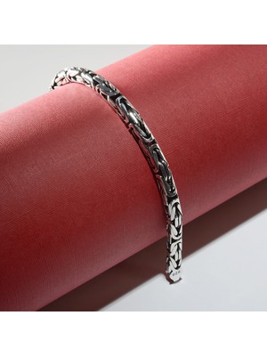 Silvalli 140 Mikron Oksitli Yuvarlak Kral Gümüş Bileklik