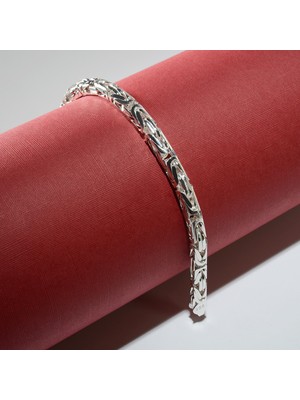 Silvalli 140 Mikron Naturel Yuvarlak Kral Gümüş Bileklik