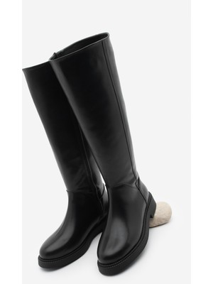 Marjin Kadın Günlük Binici Çizme Zunet Siyah