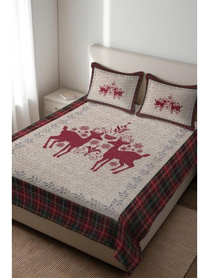 Dolce Mariee Parlak Kadife Kumaş Kapitoneli Çift Kişilik Yatak Örtüsü Seti (3 Parça) CKY0022