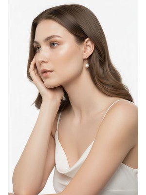 Birinci1926 14 Ayar Altı Beyaz Barok Doğal Inci Küpe