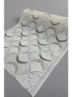 Pvc Şeffaf Kaplama Deliksiz Dantel Raf Örtüsü / Runner-Yarım Ay