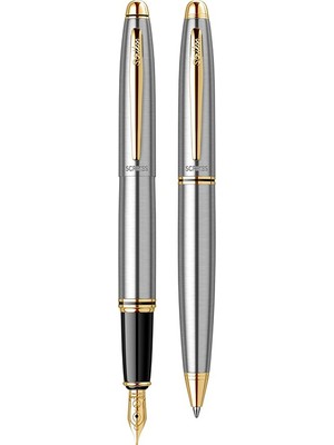 Scrikss 88 Dolma Kalem ve Tükenmez Kalem Set Altın Krom