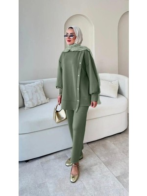 Miraydin Butik Kadın Pantolon İkili Scuba Takım M61205 - Yeşil