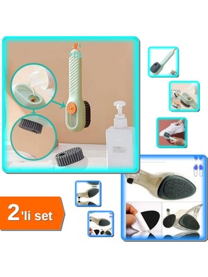 Hereveoyuncak Deterjan Hazneli Süet Bot Fırçası + Topuklu Ayakkabı Altına Yapışan Tabanlık - 2li Set D1H5H1