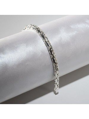 Silvalli 120 Mikron Naturel Yuvarlak Kral Gümüş Bileklik