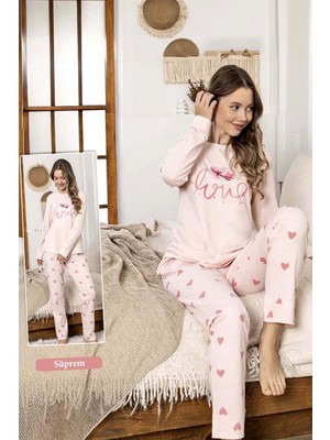 Remsa Kadın Kalp Desen Suprem Pijama Takımı 0327 PEMBE02