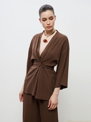 Lc Waikiki Yeni Sezon Şal Yaka Keten Karışımlı Kadın Kimono