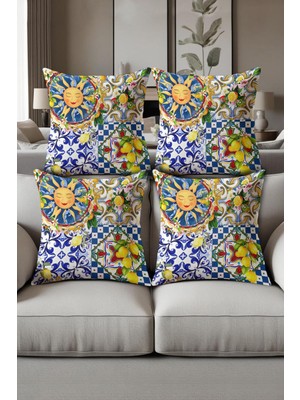 Dolce Mariee Dijital Baskılı Yumuşak Dokulu 4’lü Kırlent Kılıfı Takımı (43X43 Cm) KRL0057