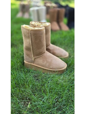 Bukond Kadın Lüx Süet Içi Kürklü Kışlık Kalın Taban Konforlu Bot