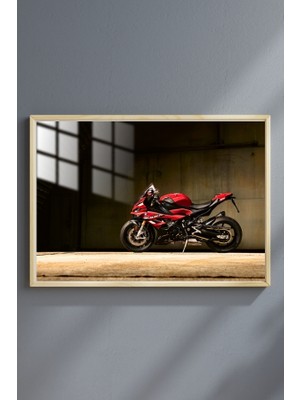 Hediye Metal Baskı Bmw S1000RR Çerçeveli Metal Poster Tablo