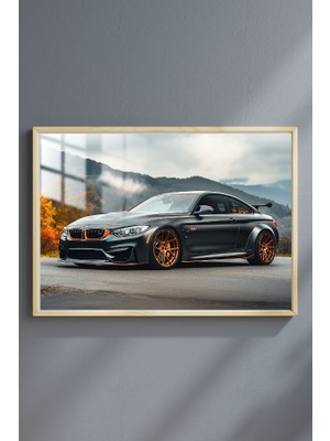 Hediye Metal Baskı Bmw M4 Araba Çerçeveli Metal Poster Tablo