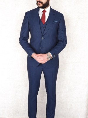 Jan Carlucci Slimfit Yelekli Drop 6 Takım-Lacivert