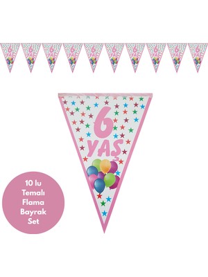 Deniz Parti 6 Yaş Pembe Flama Bayrak Set Süs
