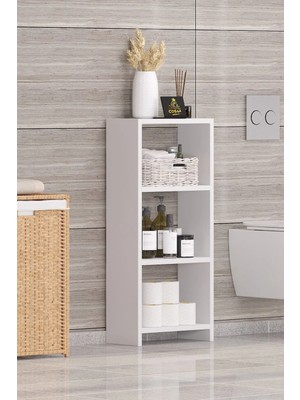 Bohem 4 Raflı 40 cm Dekoratif Iskandinav Mutfak Rafı Malzeme Dolabı Çok Amaçlı Dolap